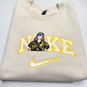 Nike Stranger Things ELEVEN Embroidered Adult Crewneck Sweatshirt Yellow Shirt